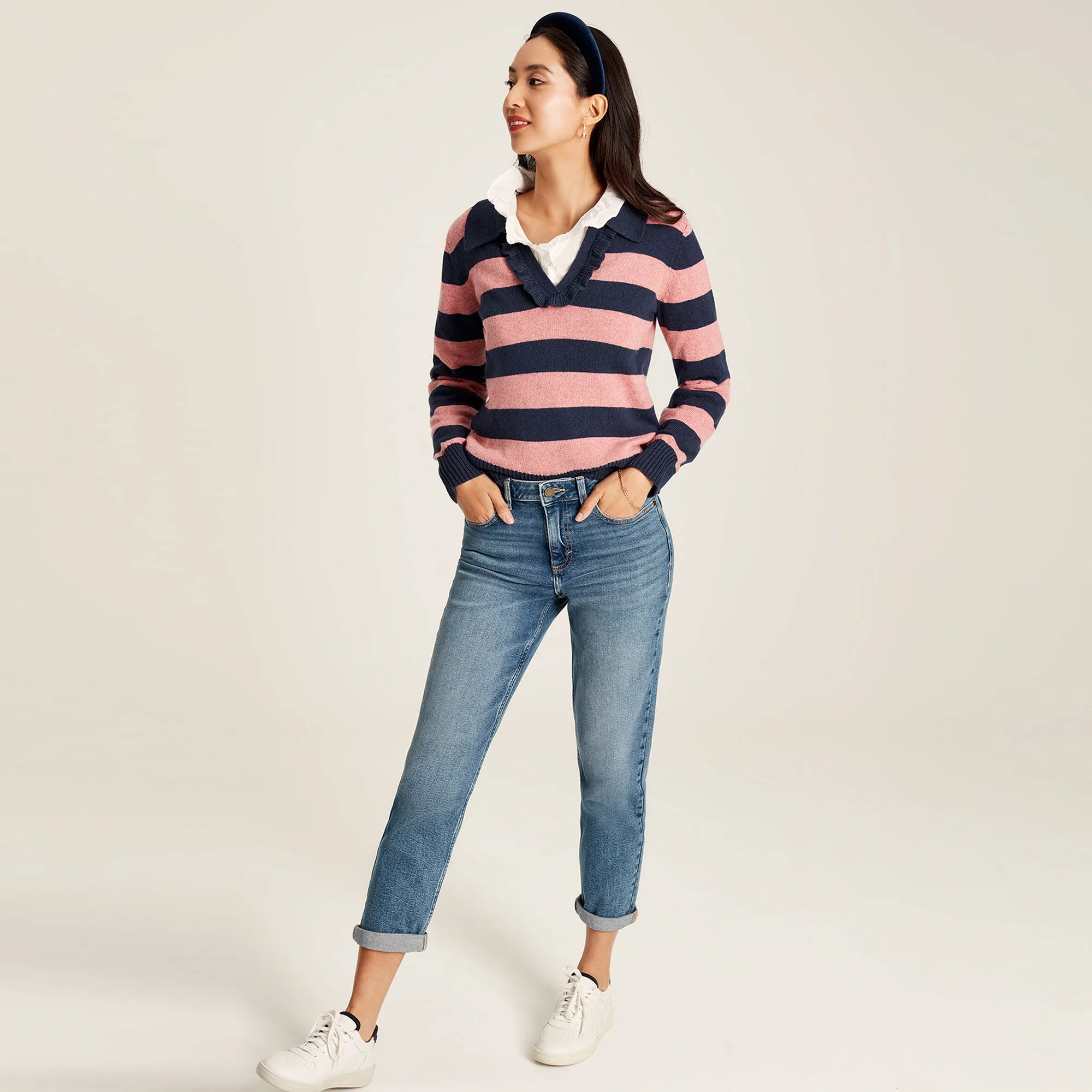 Joules Ladies Maddie Striped V Neck Jumper