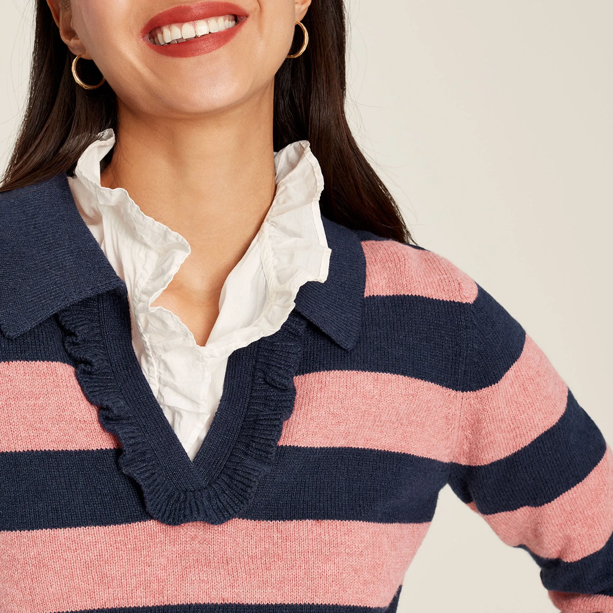 Joules Ladies Maddie Striped V Neck Jumper