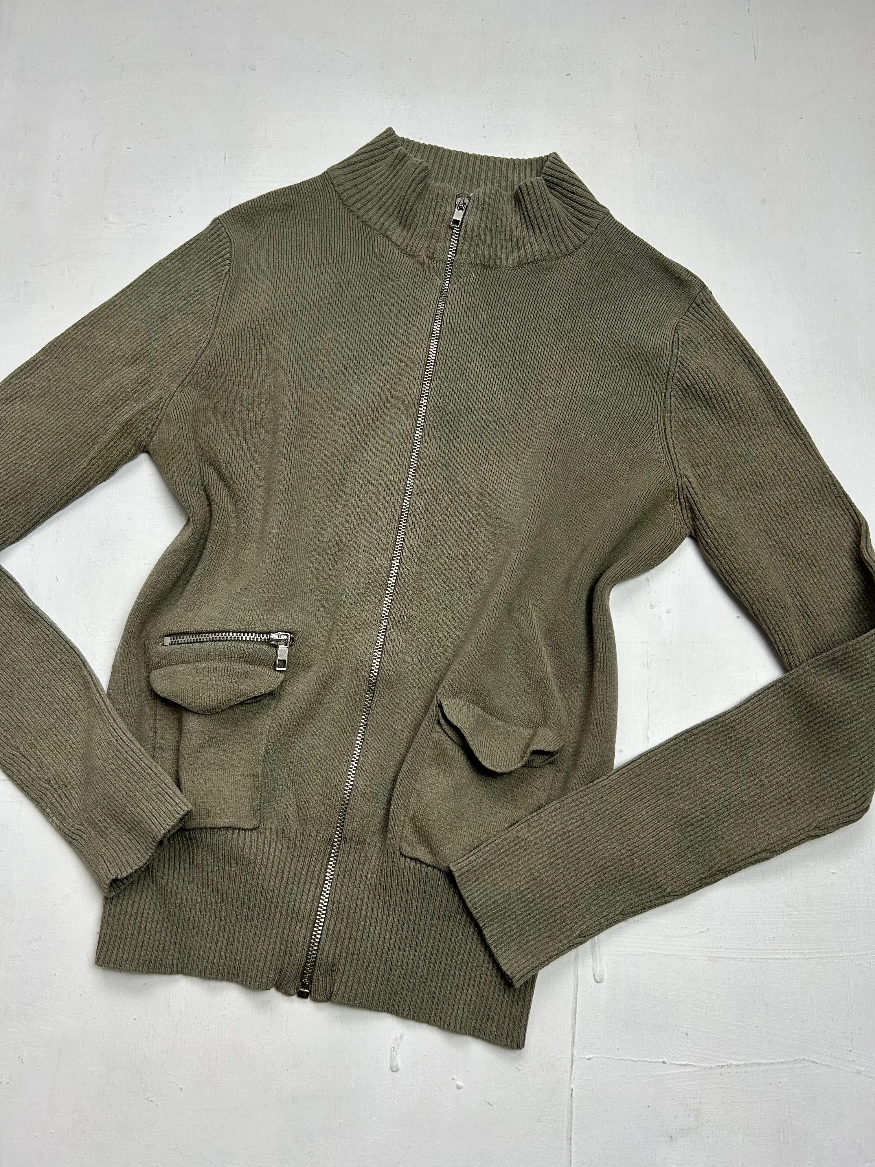 Khaki zip up  jumper (S/M)