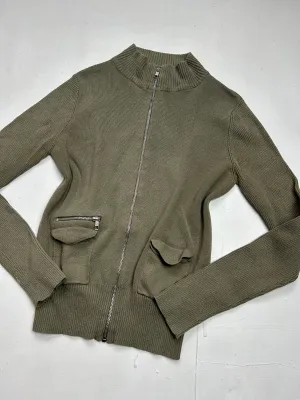 Khaki zip up  jumper (S/M)