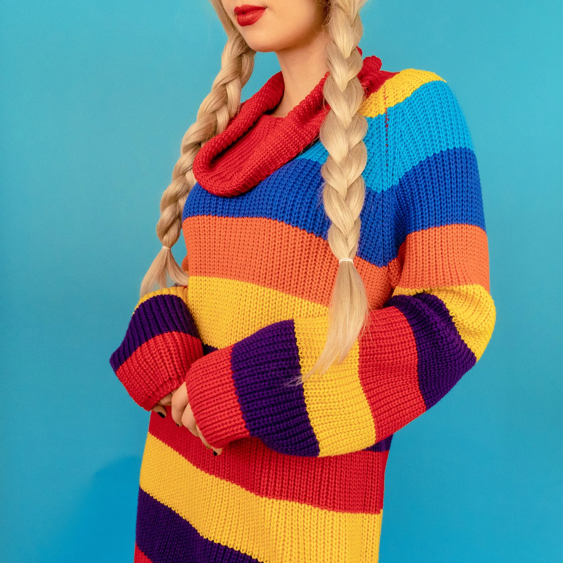 Knit Sweater Dress Rainbow