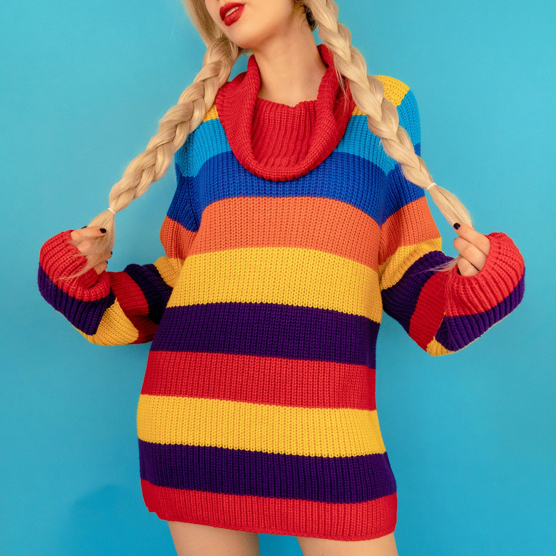 Knit Sweater Dress Rainbow