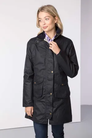 Ladies 3/4 Diamond Quilted Wax Jacket - Hannah