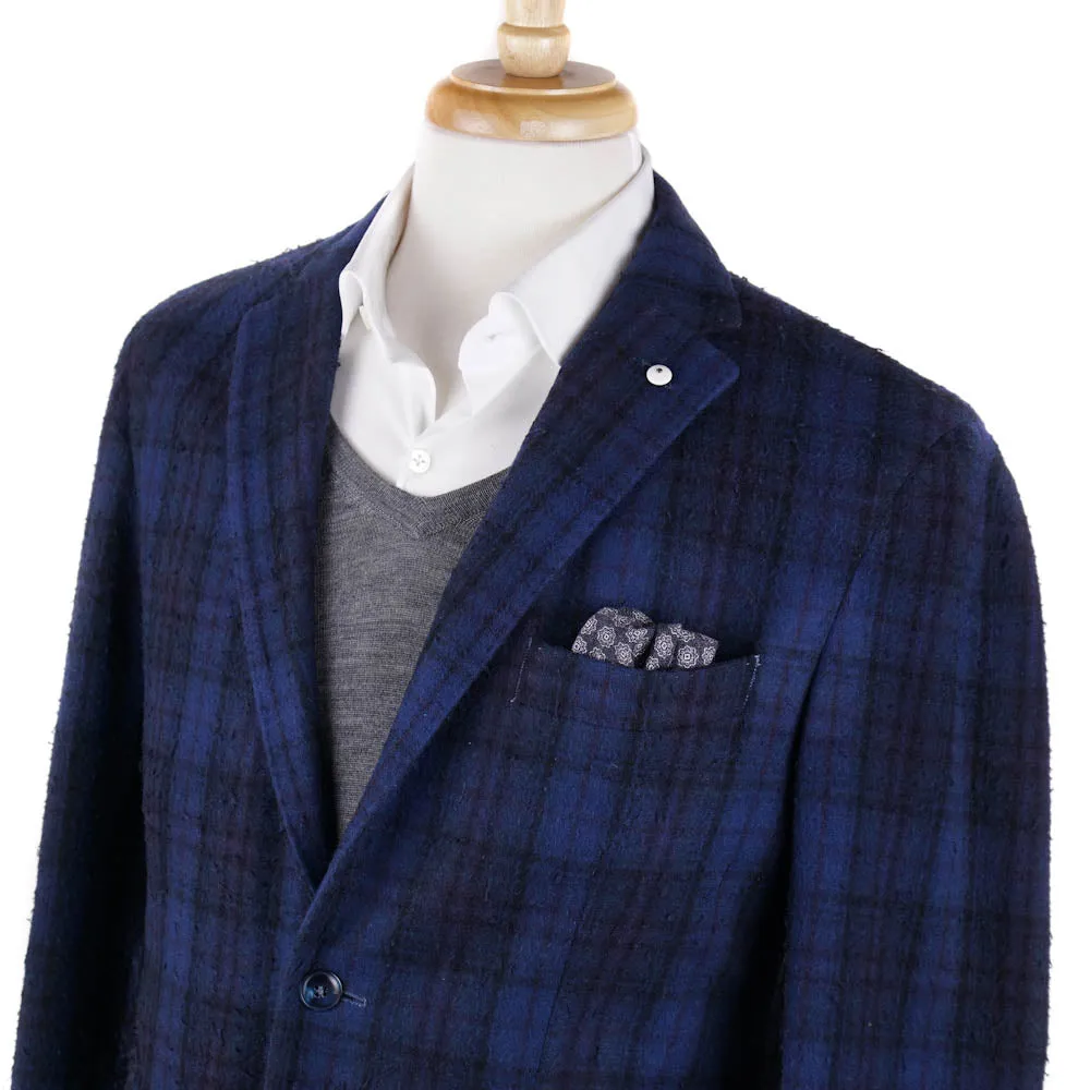 L.B.M. 1911 Blue Check Washed Wool Sport Coat