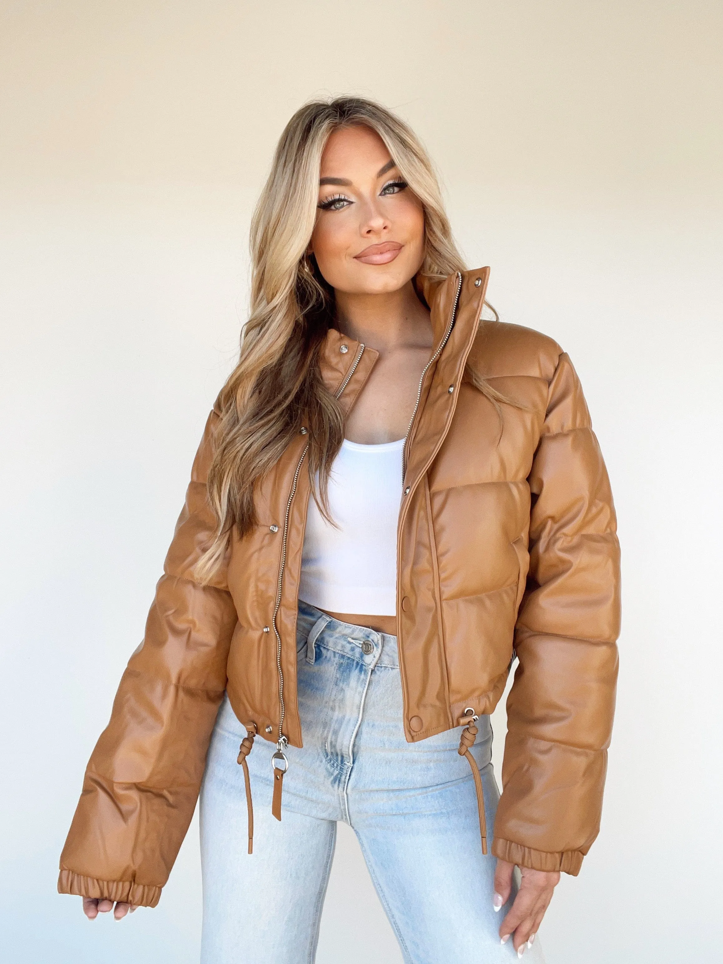 Leather Puffer Coat