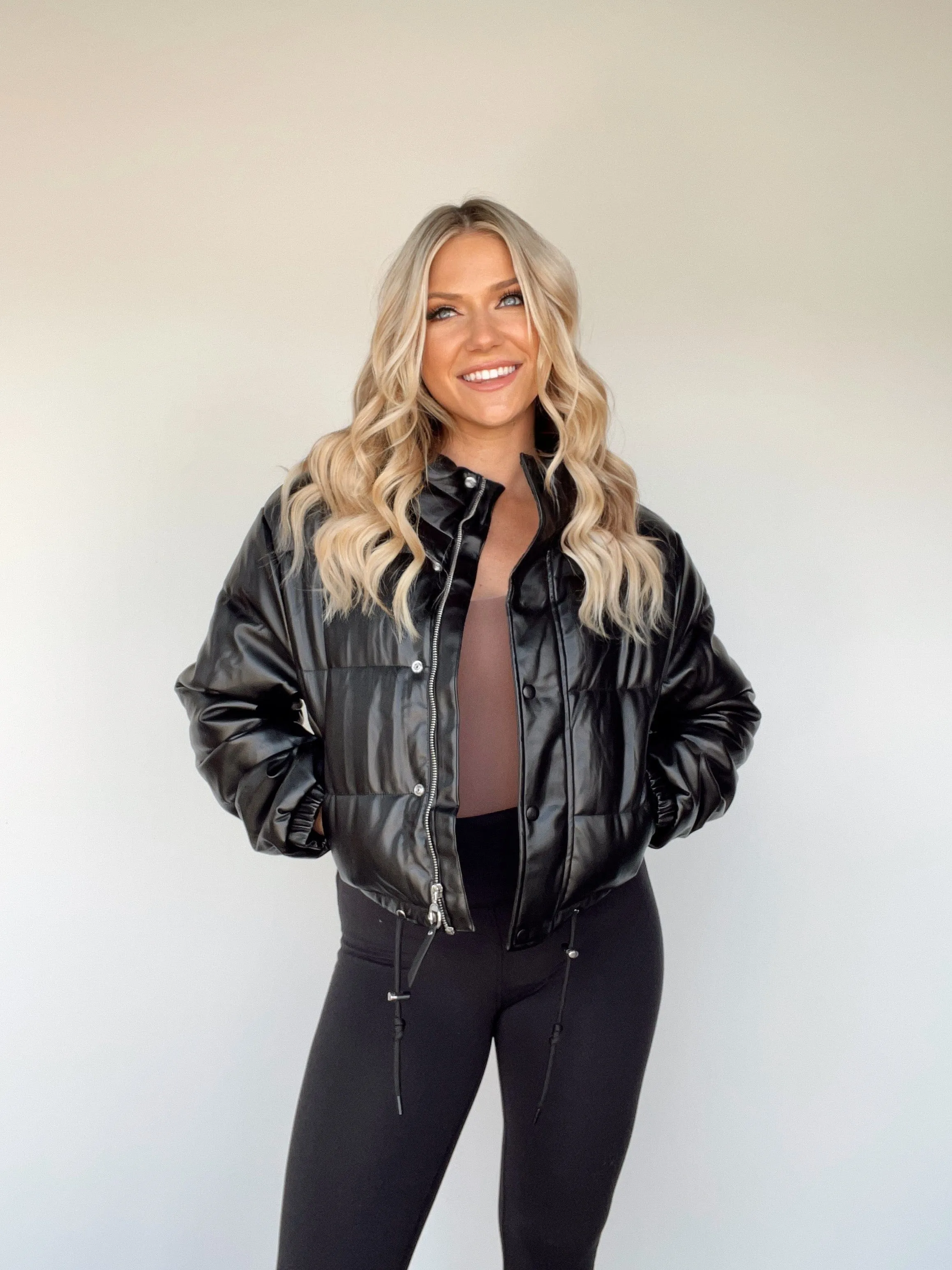 Leather Puffer Coat