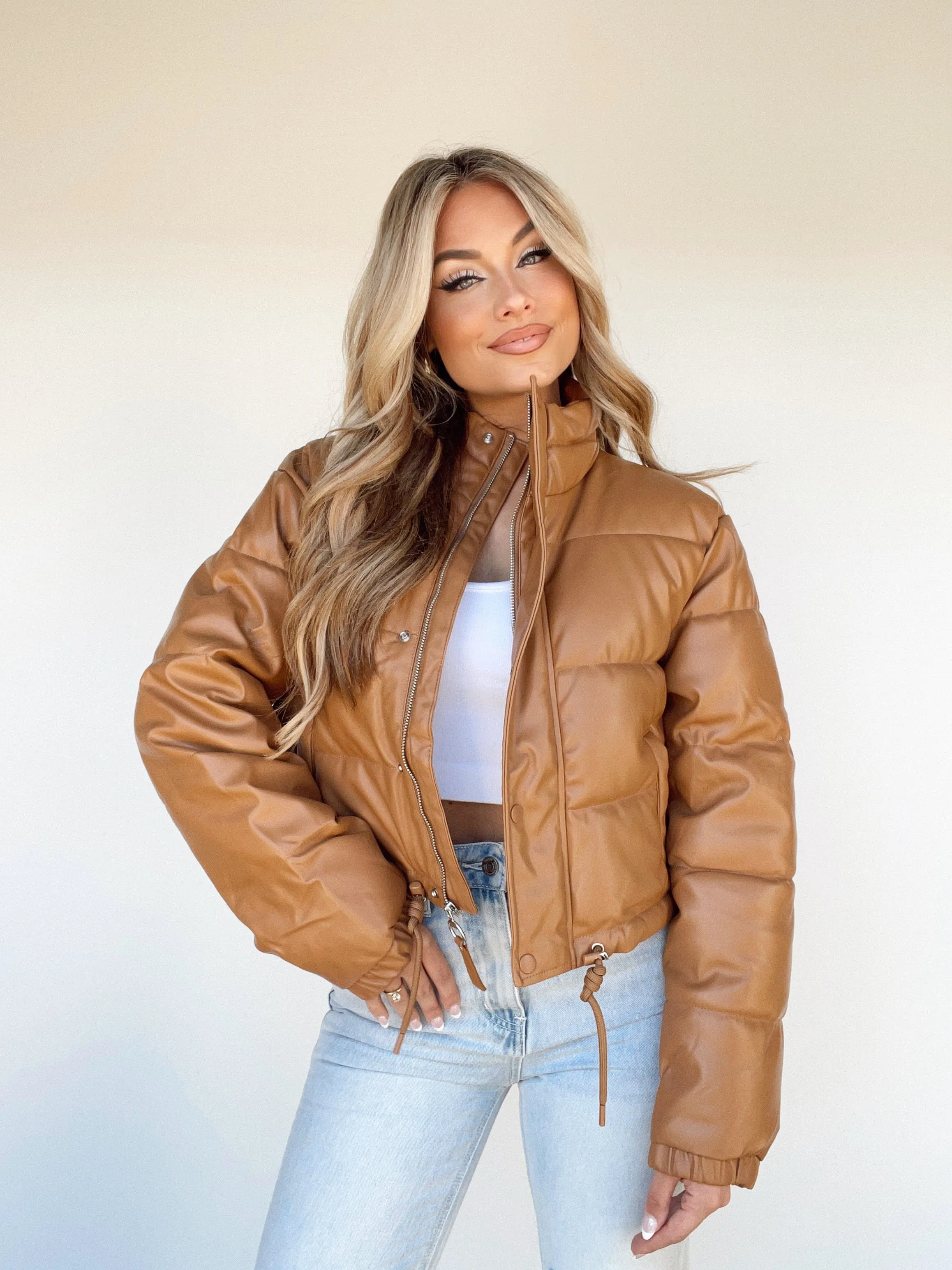 Leather Puffer Coat