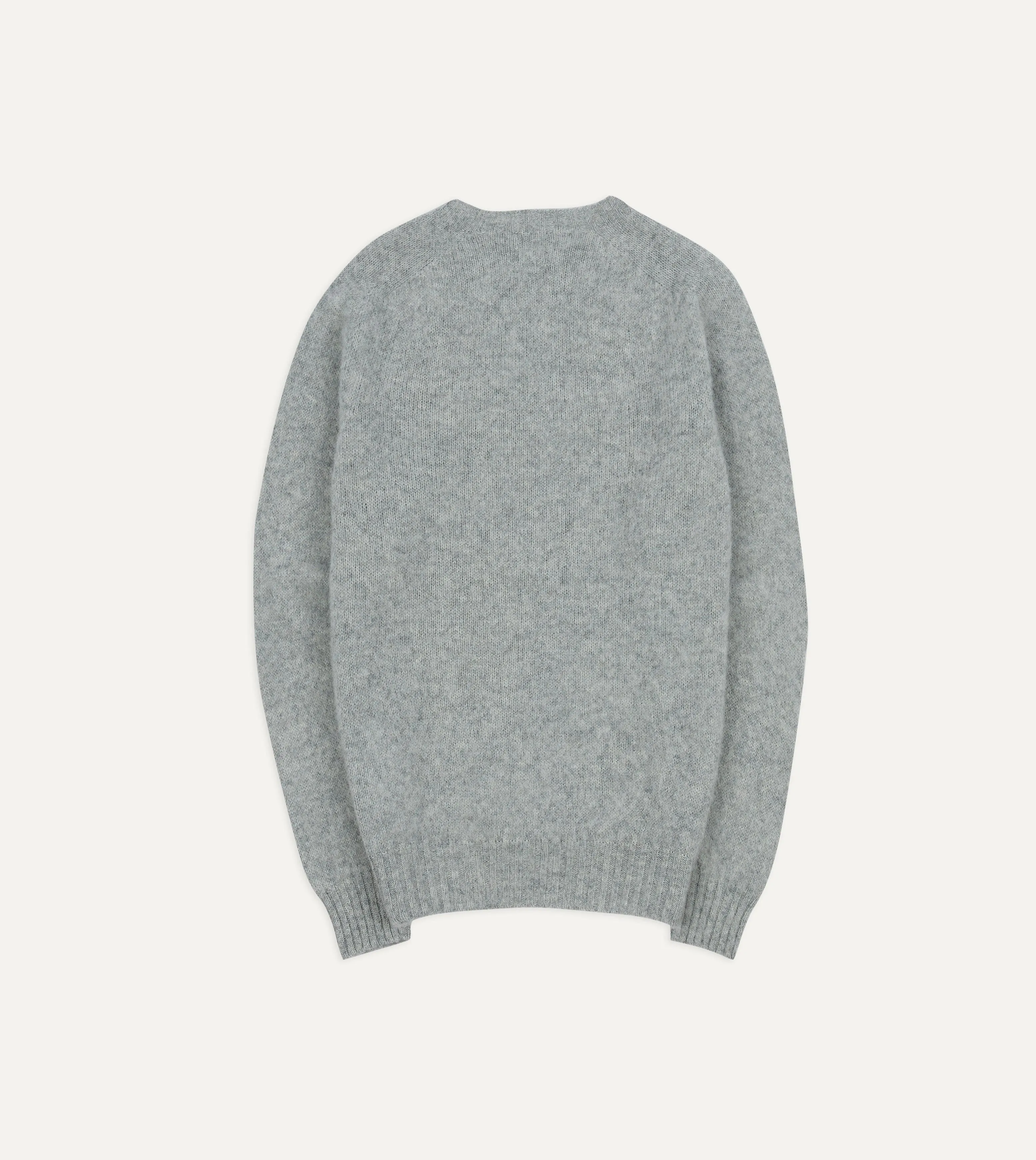 Light Grey Brushed Shetland Crew Neck Jumper