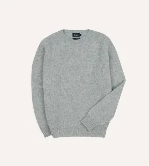 Light Grey Brushed Shetland Crew Neck Jumper