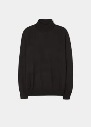 Linton Merino Wool Roll Neck Jumper in Black - Regular Fit