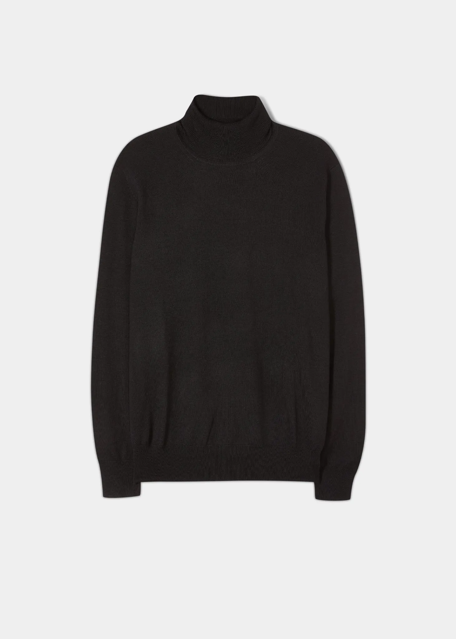 Linton Merino Wool Roll Neck Jumper in Black - Regular Fit