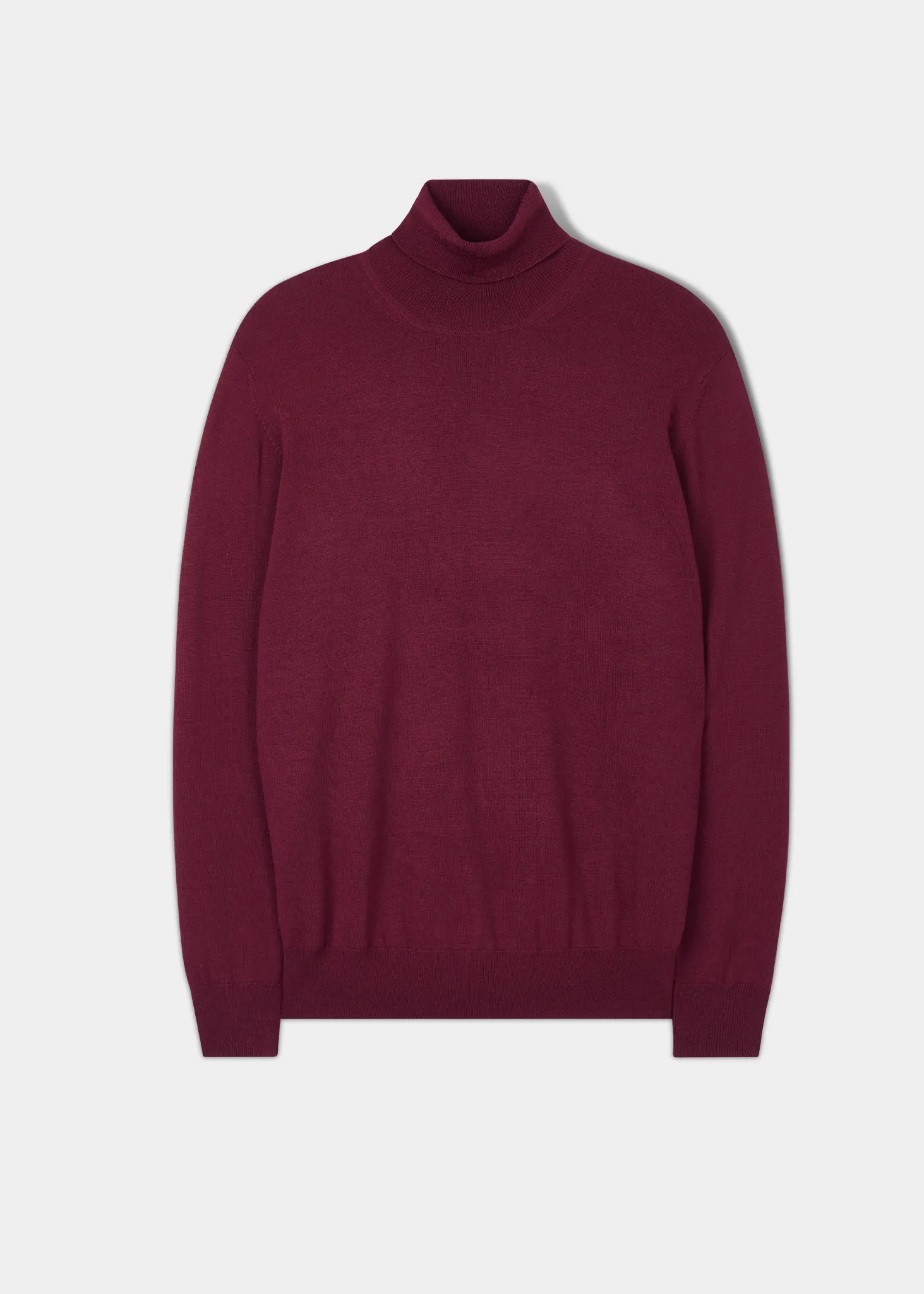 Linton Merino Wool Roll Neck Jumper in Bordeaux - Regular Fit