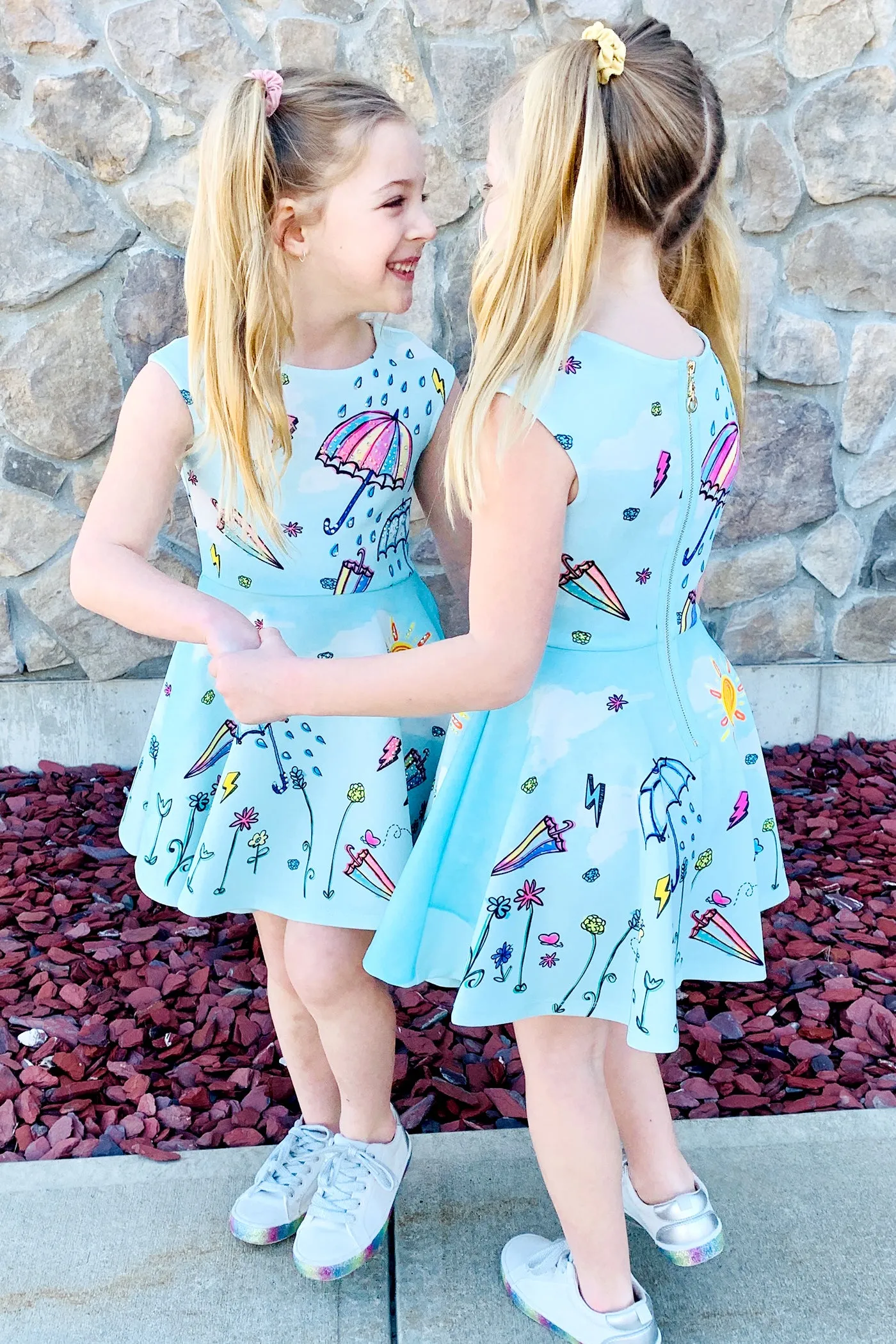 Little Girls April Shower Fit and Flare Skater Dress