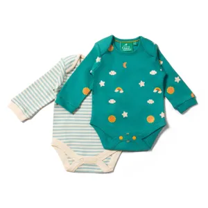 Long sleeved bodysuit set- turquoise skies