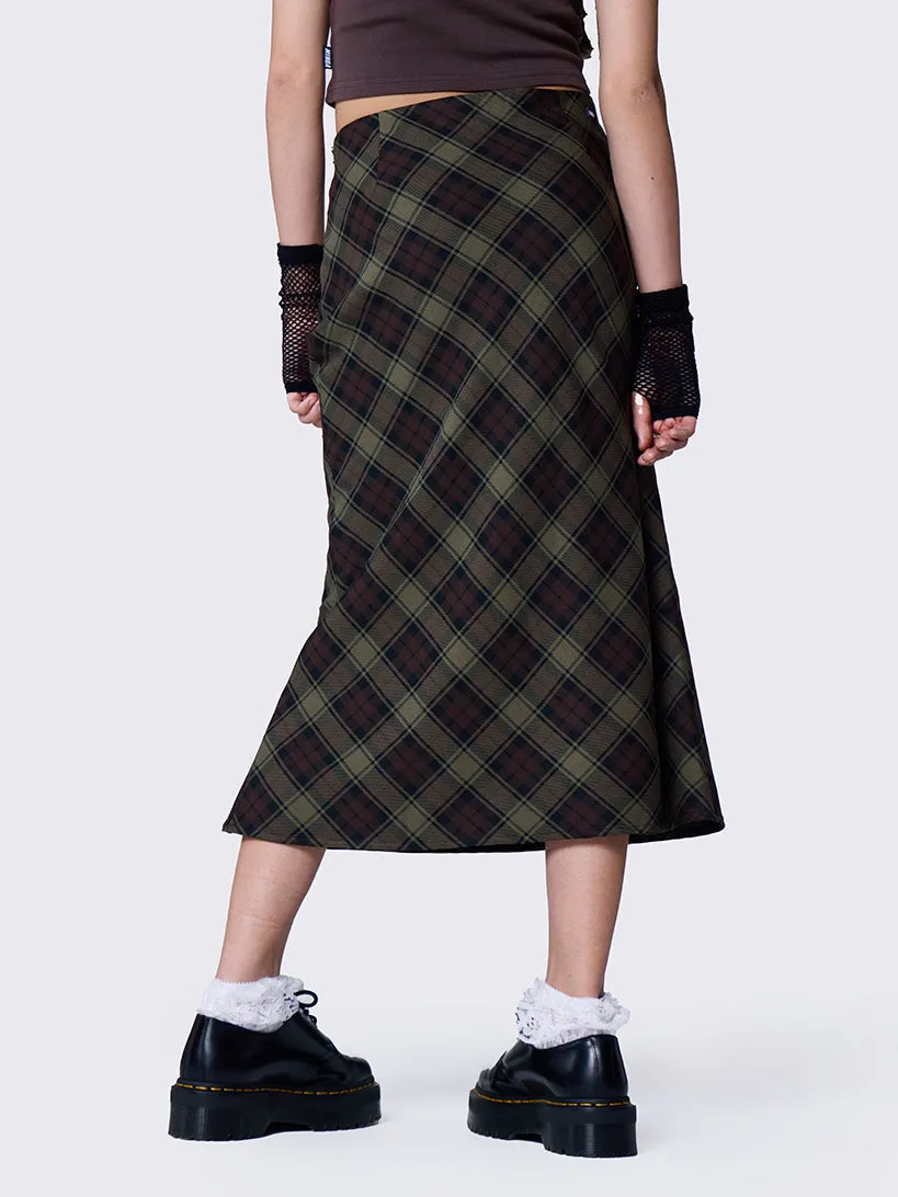 Mari Plaid Midi Skirt