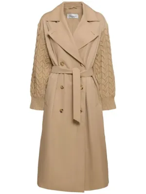 Max Mara   Cicladi wool knit &amp; cotton long coat 