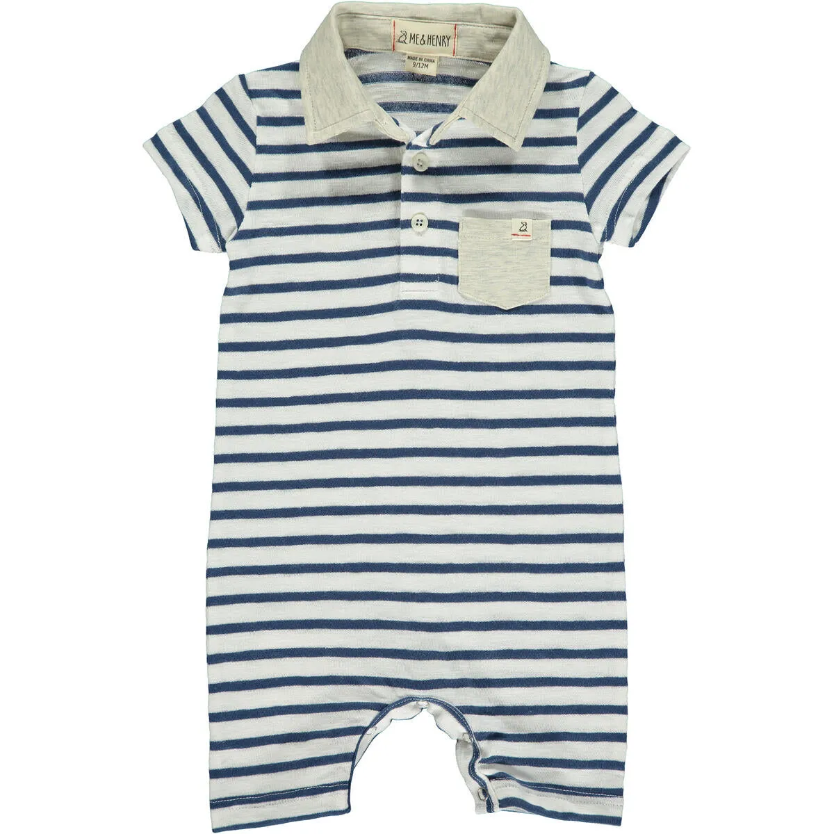 Me & Henry Saltash Romper - Navy/ White Stripe