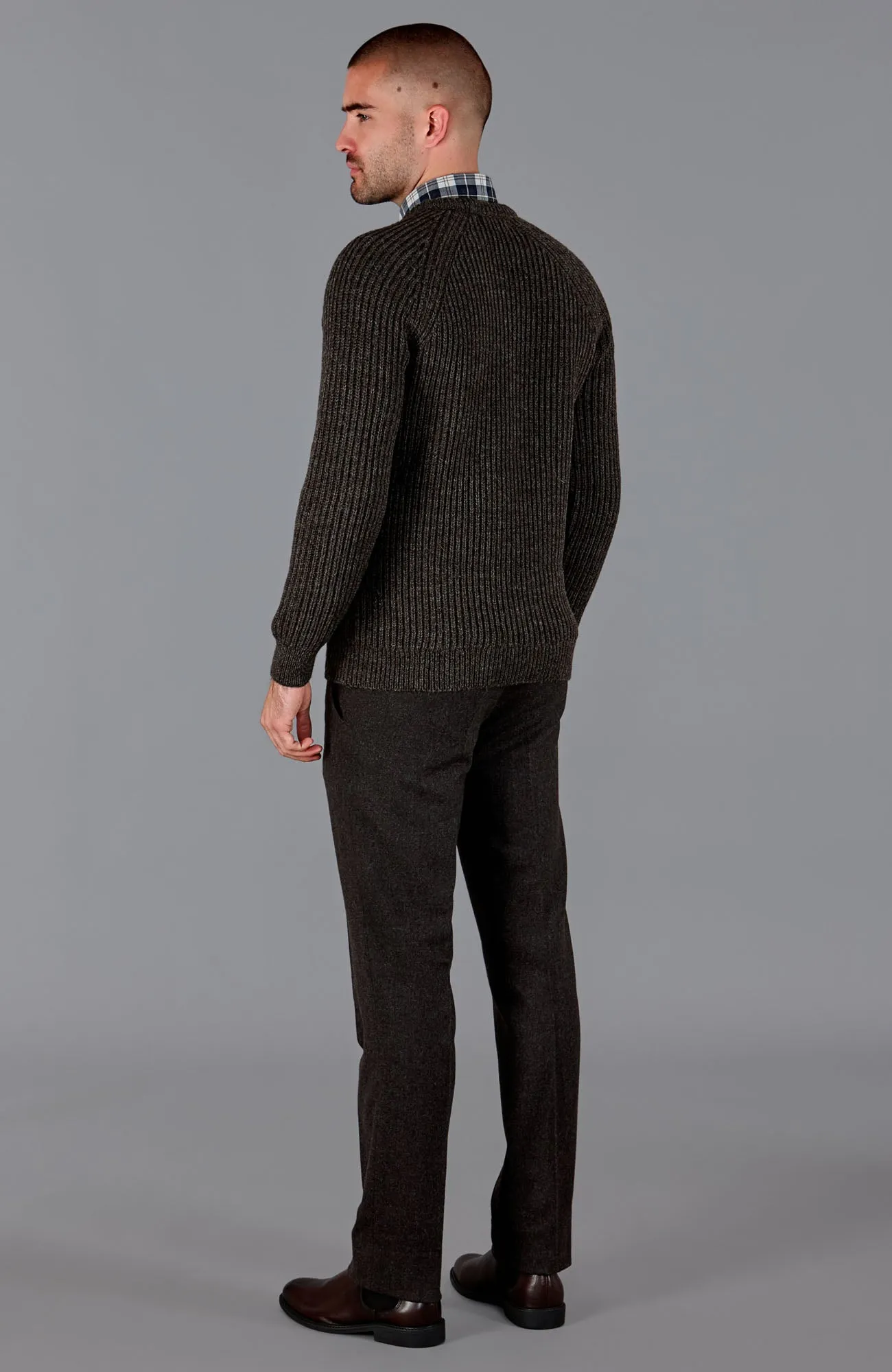 Mens British Wool Heavyweight Ribbed Jumper