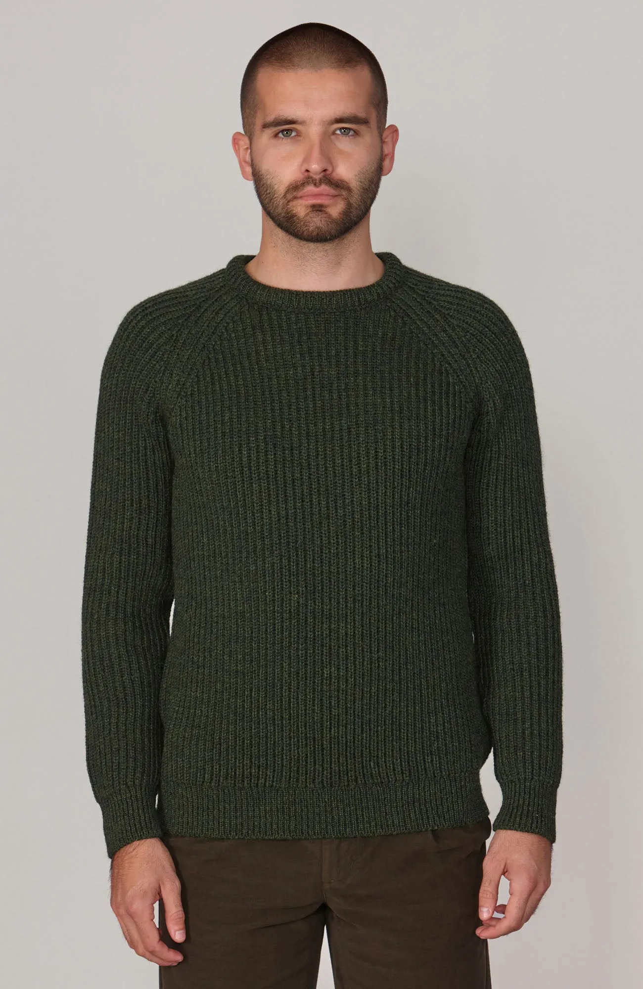 Mens British Wool Heavyweight Ribbed Jumper