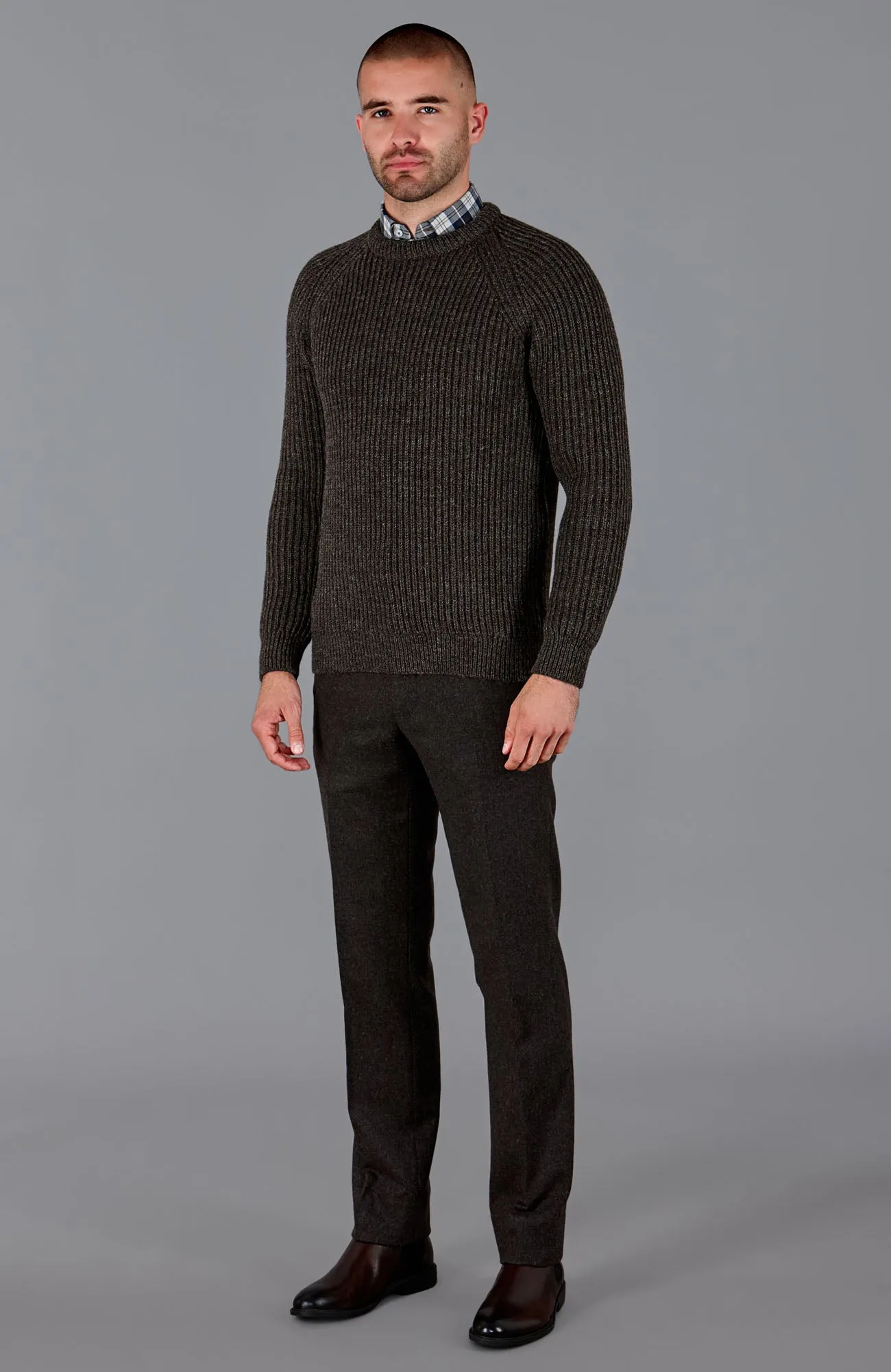 Mens British Wool Heavyweight Ribbed Jumper