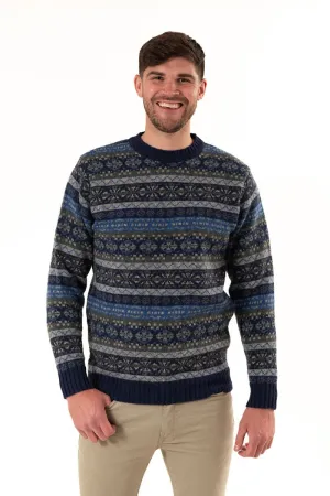 Mens Fair isle Drumtochty Jumper - Blue