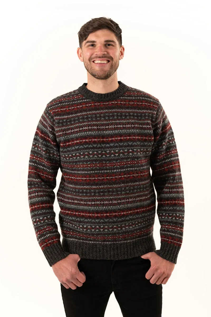 Mens Fair isle Kinnaird Jumper - Dark Grey