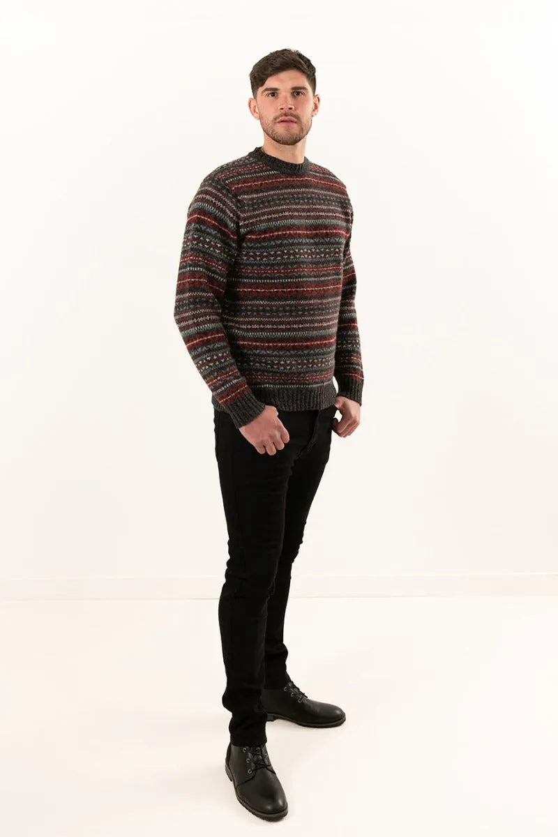 Mens Fair isle Kinnaird Jumper - Dark Grey