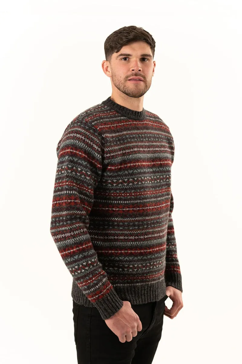 Mens Fair isle Kinnaird Jumper - Dark Grey