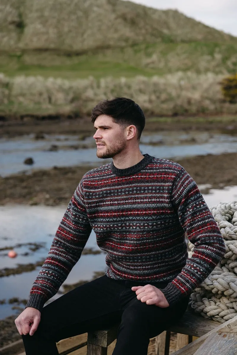 Mens Fair isle Kinnaird Jumper - Dark Grey