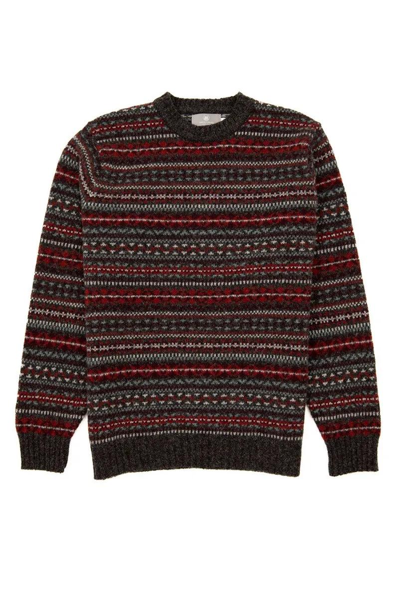 Mens Fair isle Kinnaird Jumper - Dark Grey