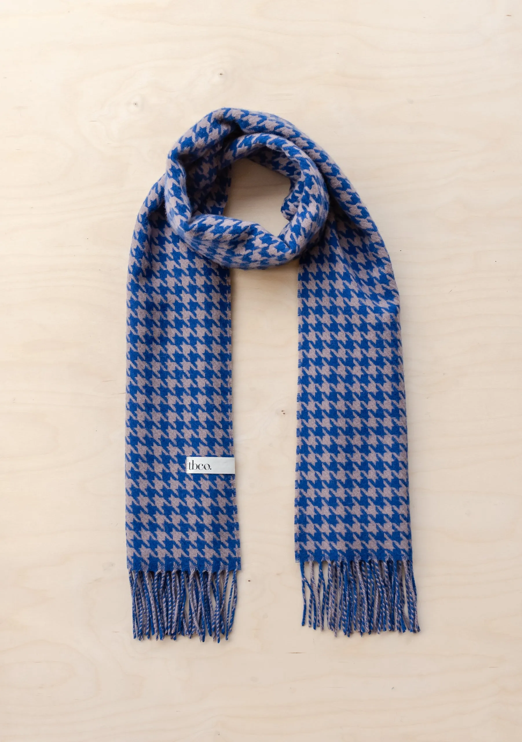 Men's Lambswool Scarf in Slate Houndstooth