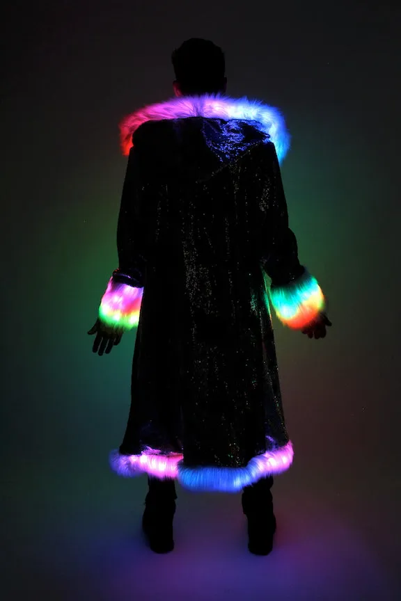 Men's LED Sequin King Coat in "Black-Taupe"