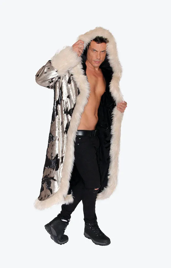 Men's LED Sequin King Coat in "Black-Taupe"