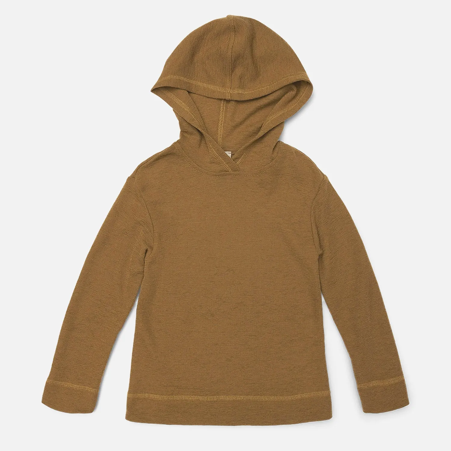 Merino Wool Crepe Hooded Top - Bronze