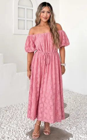 Nara Midi Dress - Rose Pink Lace