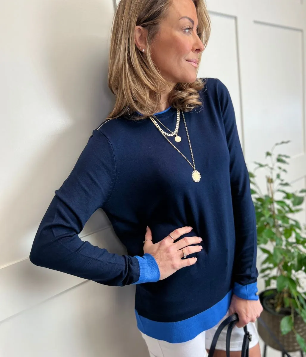 Navy Zip Shoulder Jumper