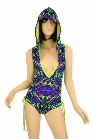 Neon Melt Deep Bro V Hooded Romper