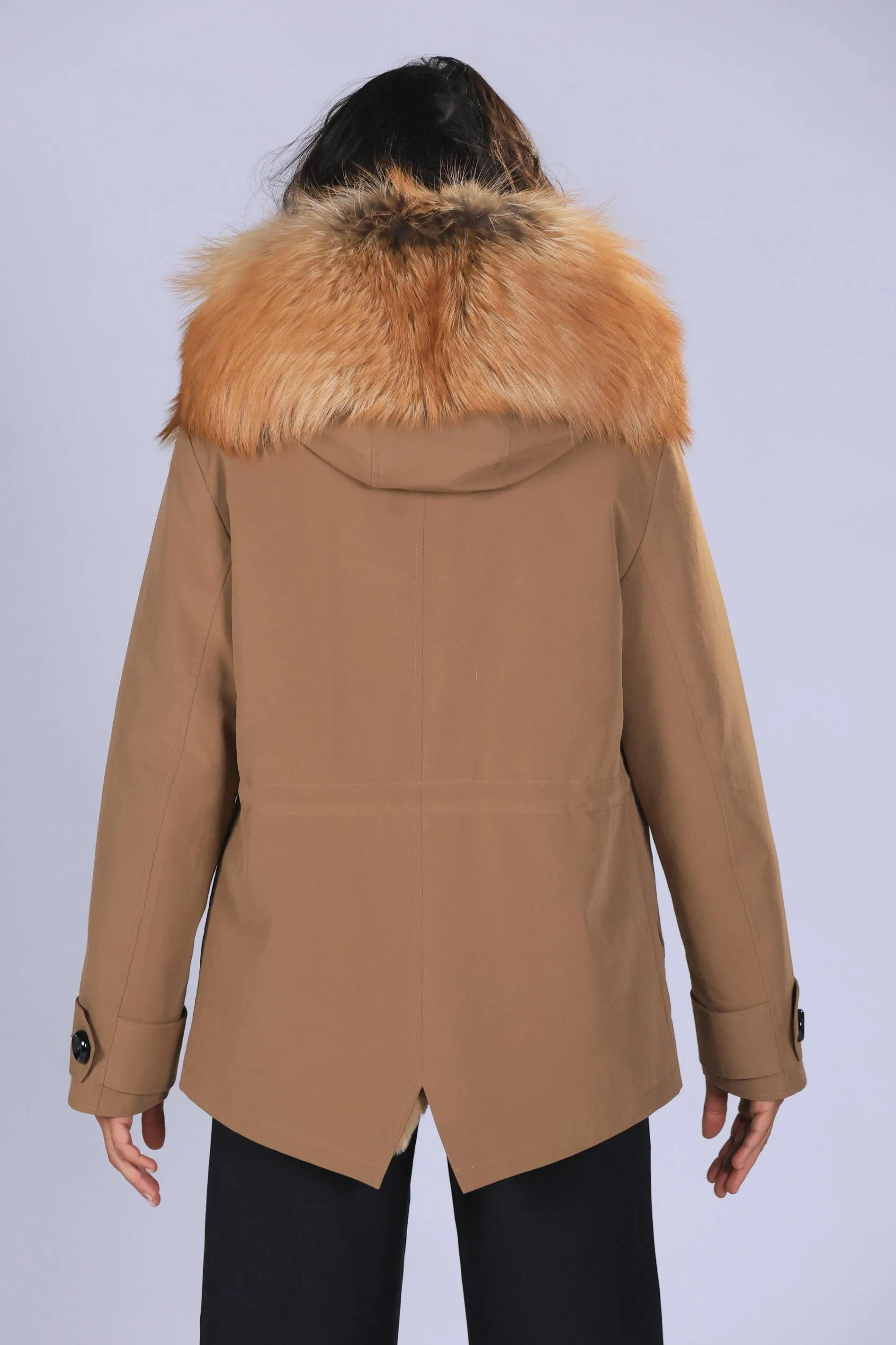 Parka in cotone tecnico  impermeabile short luxury gold