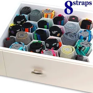 PROTOWARE Honeycomb Underwear Innerwear Socks Organizer Drawer Clapboard Closet Divider (8 Strap)(18 Compartment, White)