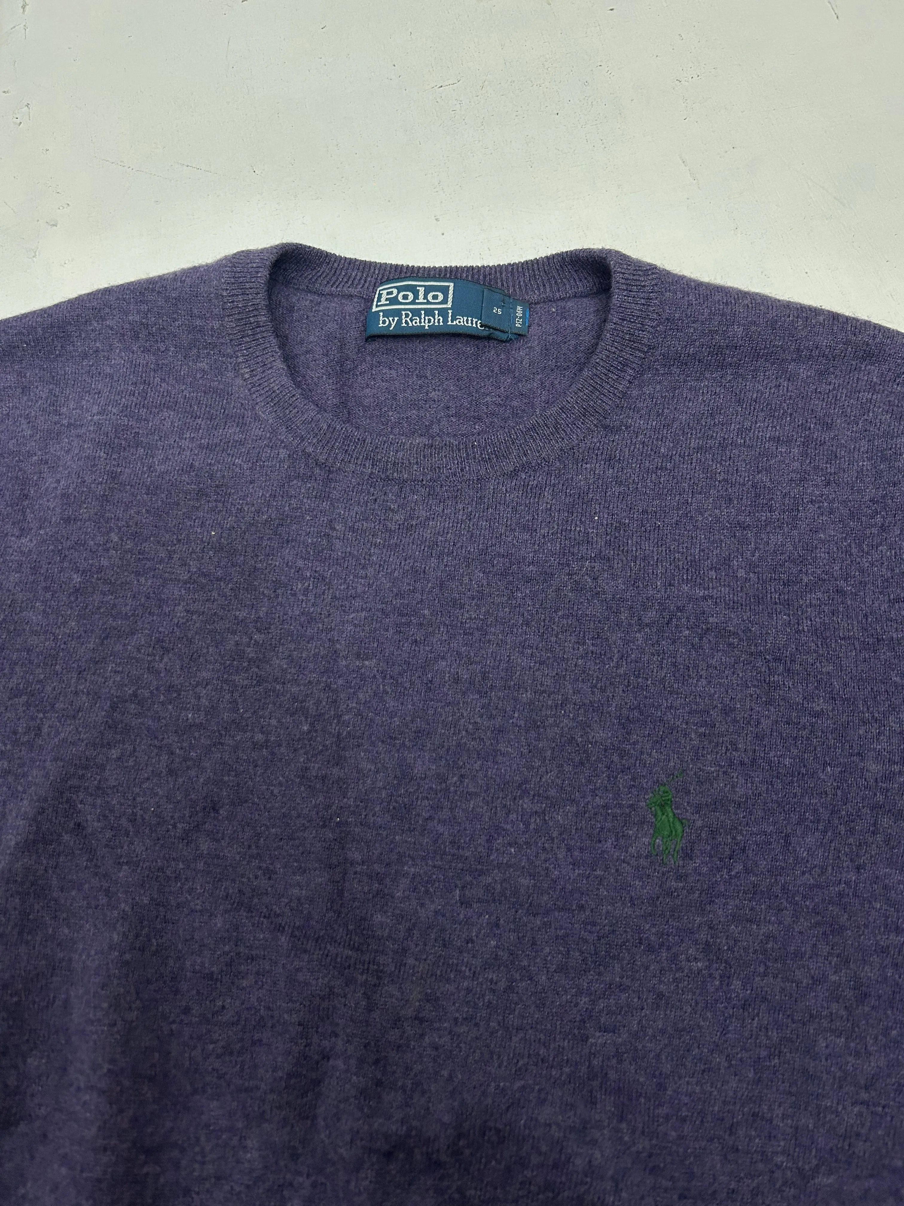 Purple round neck wool unisex 90s jumper  (M)