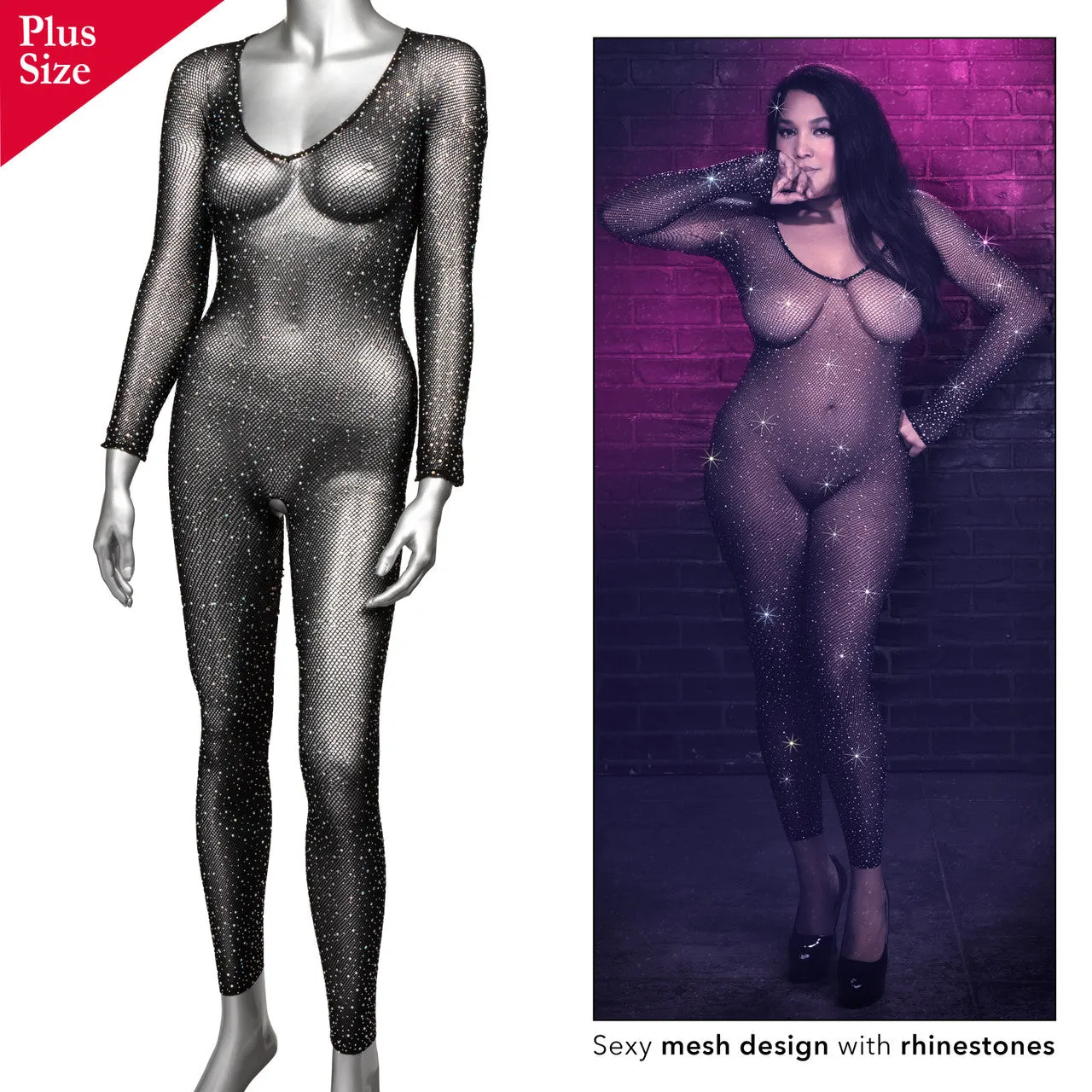 Radiance Crotchless Full Body Suit Plus