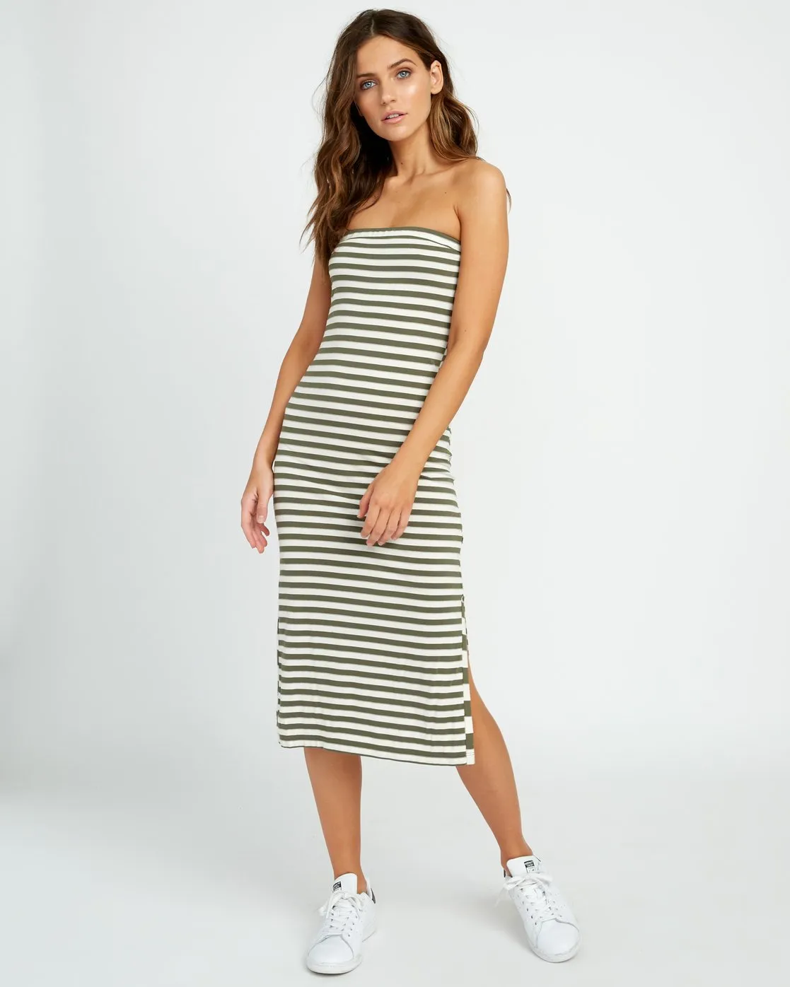 Raincheck Strapless Midi Dress - Army Fade