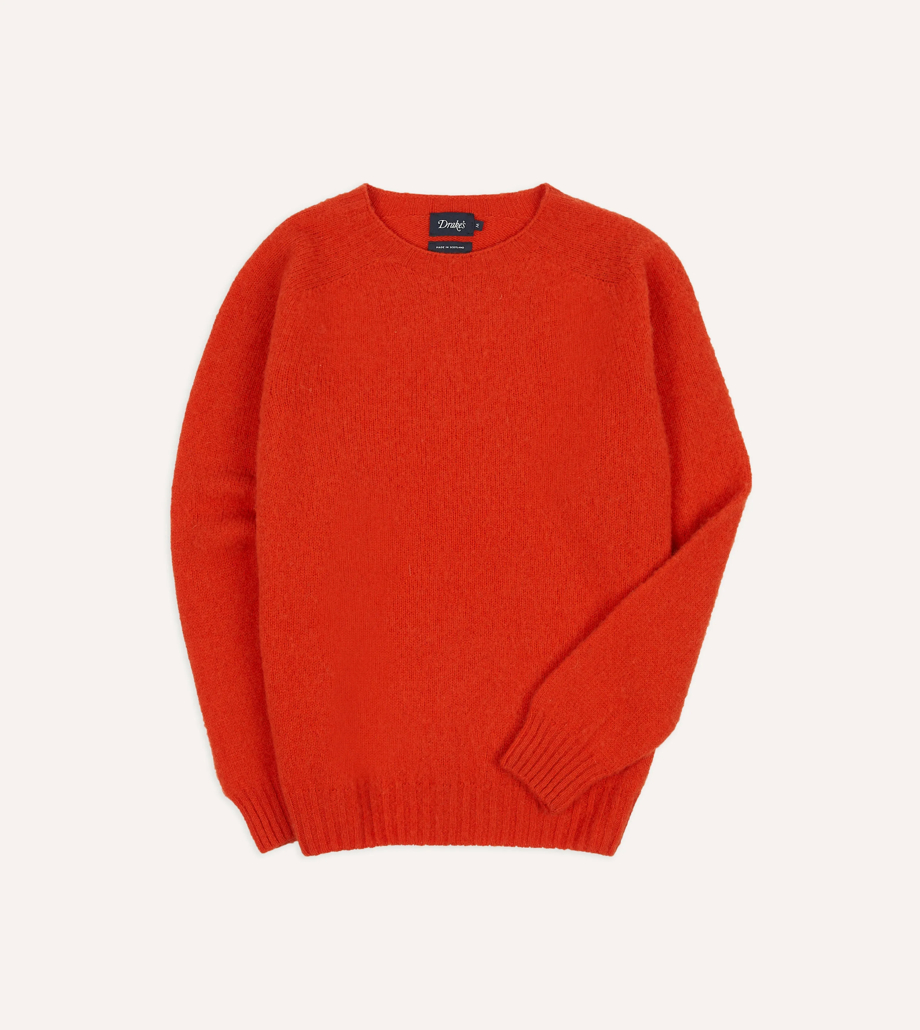 Red Brushed Shetland Crew Neck Jumper