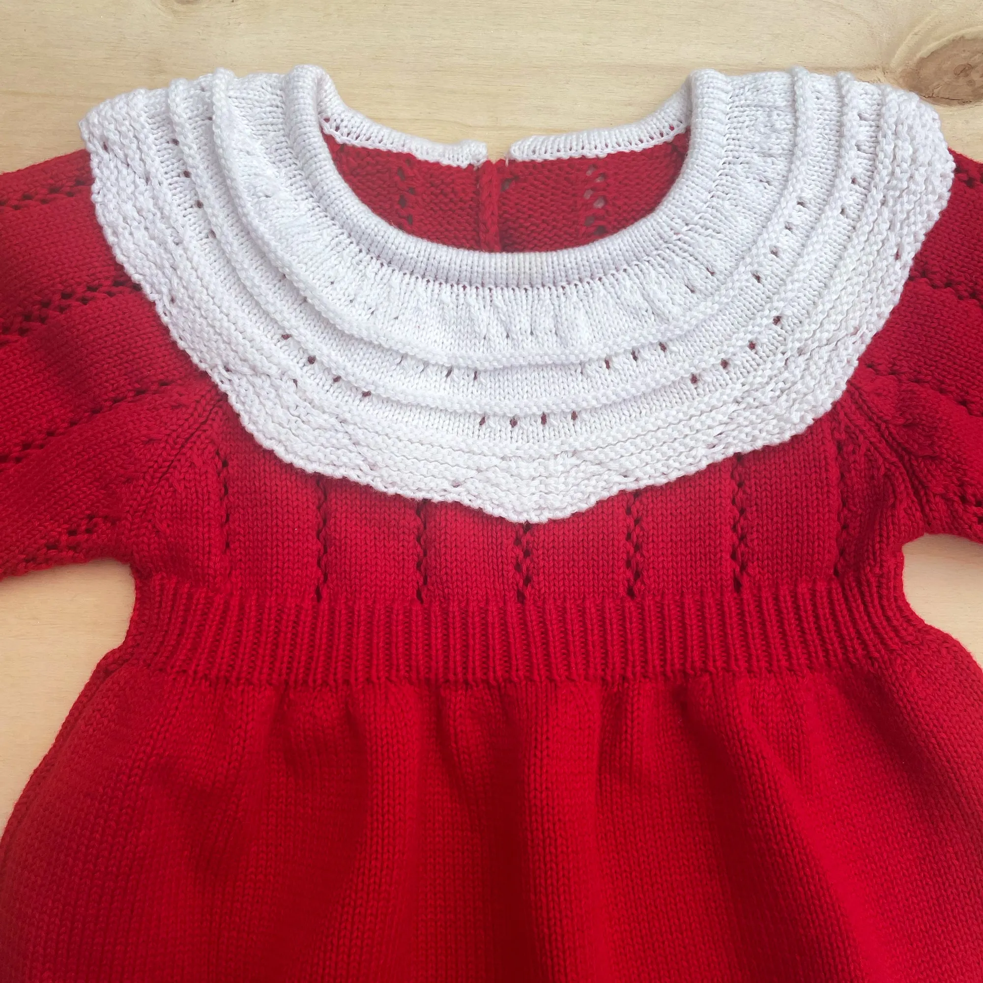 Red Knit Christmas Baby Girl Bubble Romper Long Sleeve, of Cotton Warm and Cozy