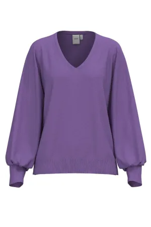 Ronnie Knitted V-Neck Jumper (Chive Blossom)