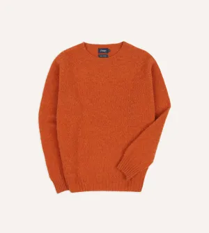 Rust Brushed Shetland Crew Neck Jumper