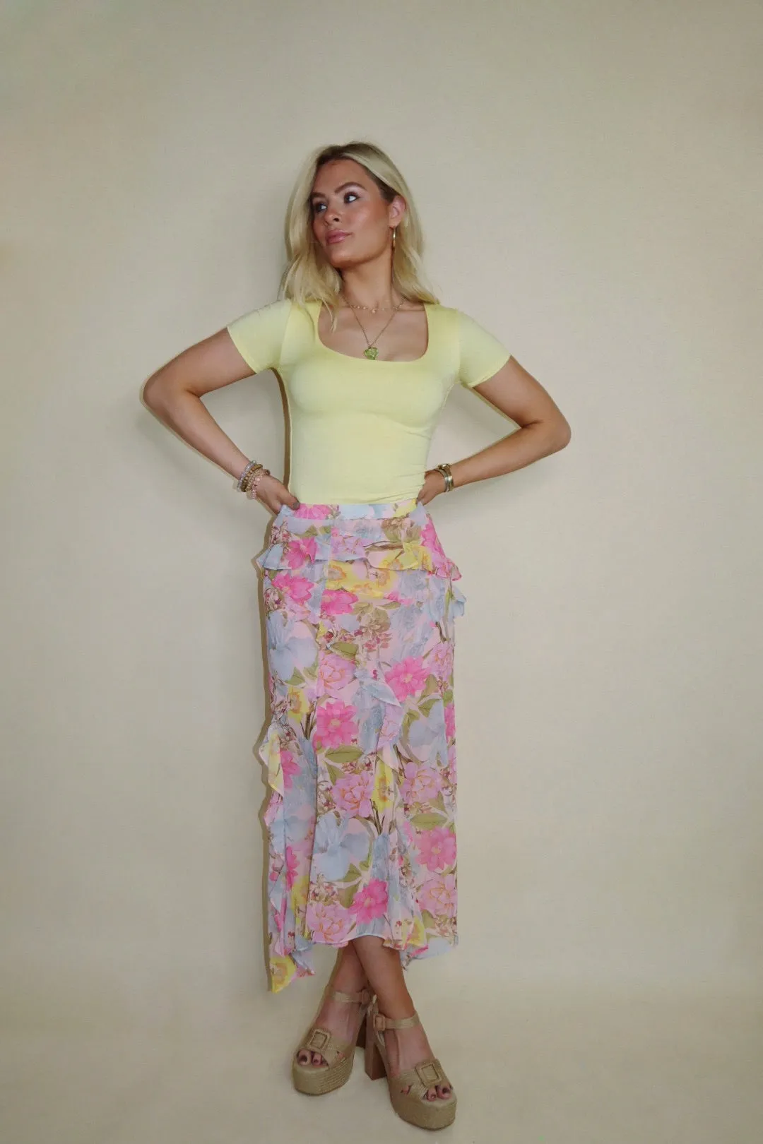 Sayla Floral Midi Skirt