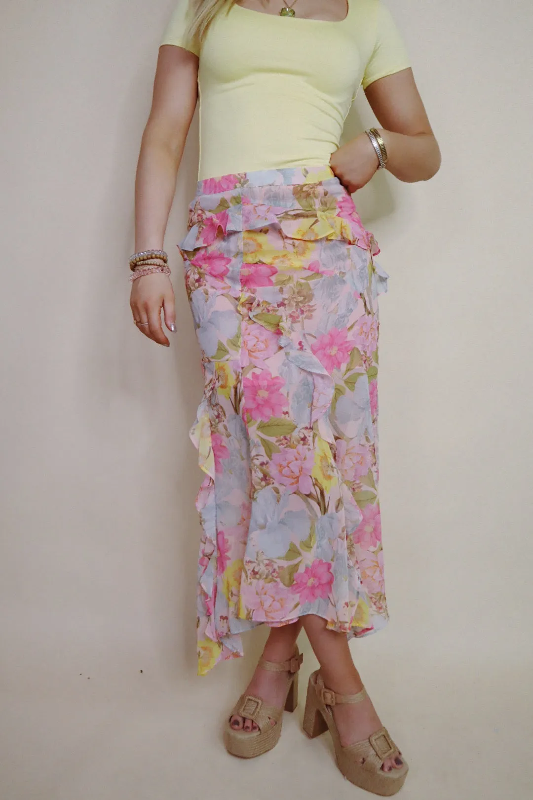 Sayla Floral Midi Skirt