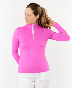 SIZE S - PURE GOLF Tranquility Mid-Zip Top 443 Azalea