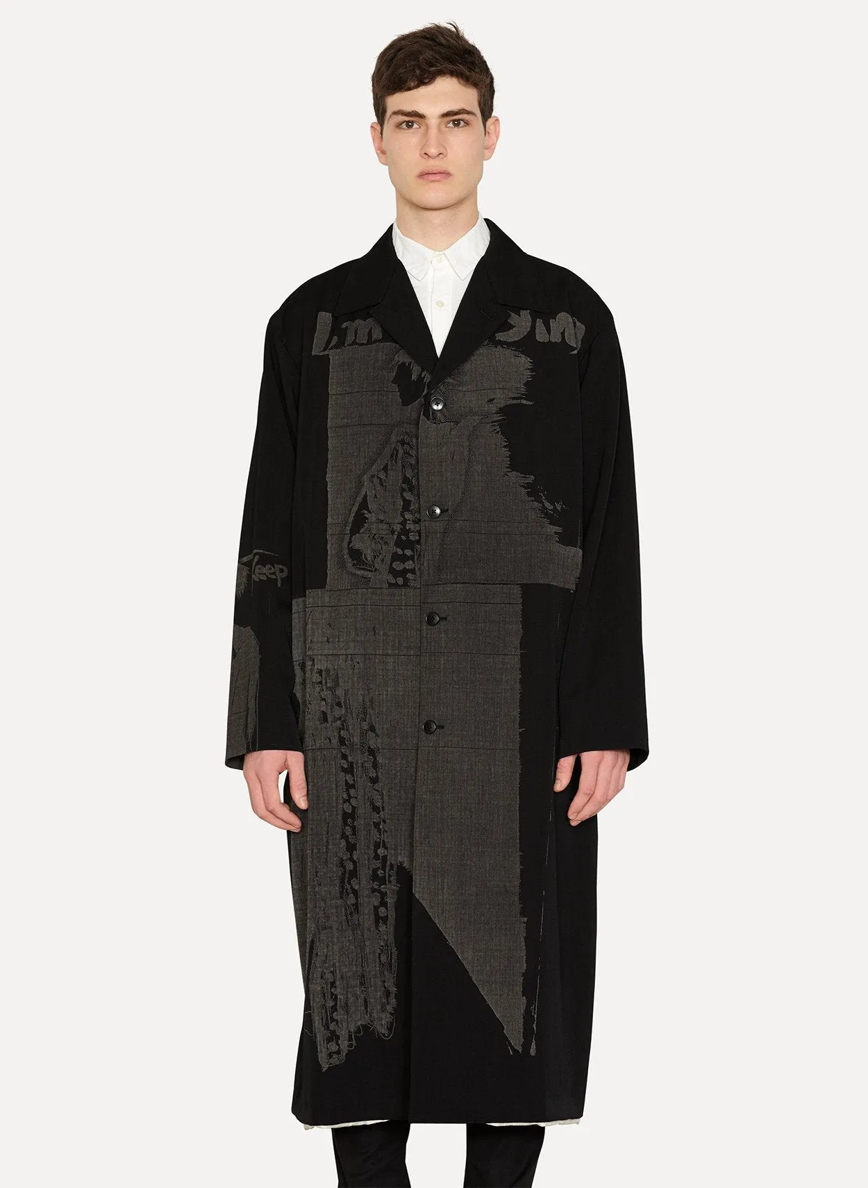 Slump Wool Silk Discharge Print Coat